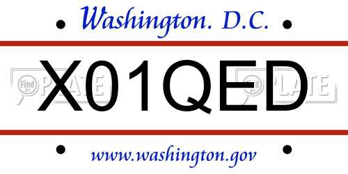 X01QED District Of Columbia License Plate