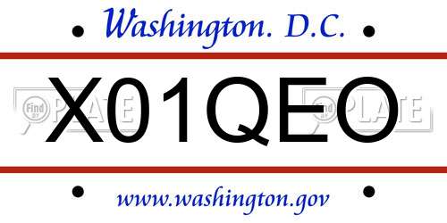 X01QEO District Of Columbia License Plate