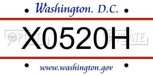 X0520H District Of Columbia License Plate