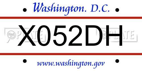 X052DH District Of Columbia License Plate