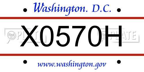 X0570H District Of Columbia License Plate