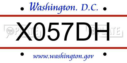 X057DH District Of Columbia License Plate