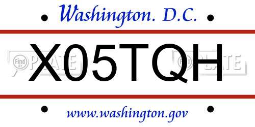 X05TQH District Of Columbia License Plate
