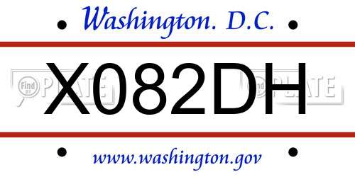 X082DH District Of Columbia License Plate