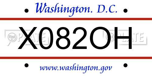 X082OH District Of Columbia License Plate