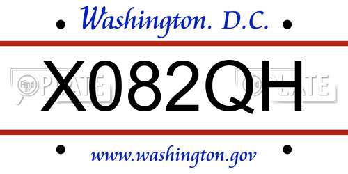 X082QH District Of Columbia License Plate