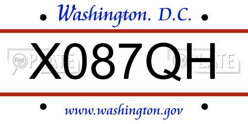 X087QH District Of Columbia License Plate