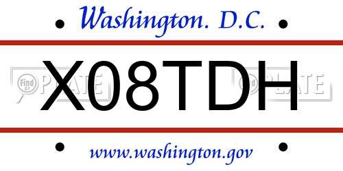 X08TDH District Of Columbia License Plate