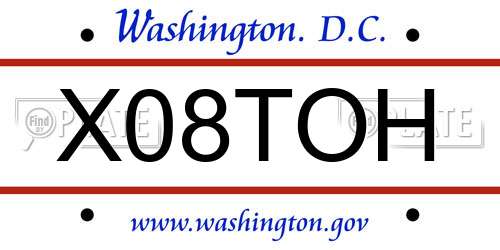 X08TOH District Of Columbia License Plate