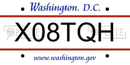 X08TQH District Of Columbia License Plate