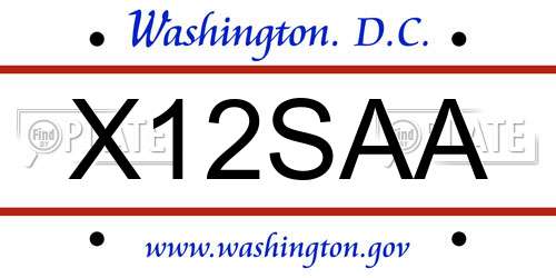 X12SAA District Of Columbia License Plate