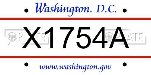 X1754A District Of Columbia License Plate