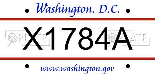 X1784A District Of Columbia License Plate