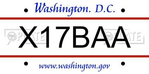 X17BAA District Of Columbia License Plate