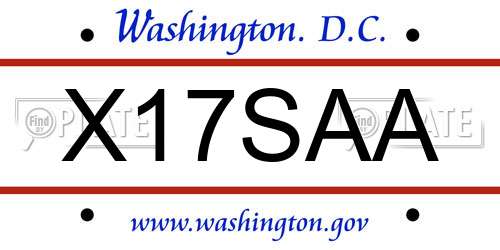 X17SAA District Of Columbia License Plate
