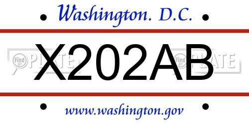 X202AB District Of Columbia License Plate