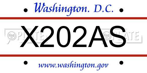 X202AS District Of Columbia License Plate