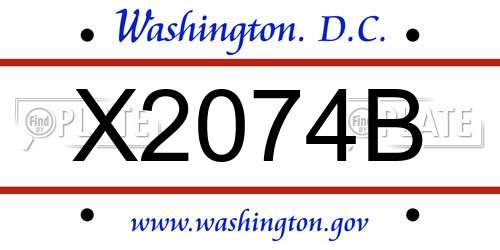 X2074B District Of Columbia License Plate