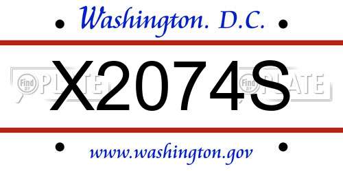 X2074S District Of Columbia License Plate