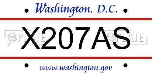 X207AS District Of Columbia License Plate