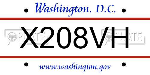 X208VH District Of Columbia License Plate