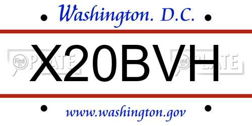 X20BVH District Of Columbia License Plate