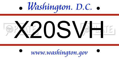 X20SVH District Of Columbia License Plate