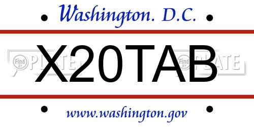 X20TAB District Of Columbia License Plate