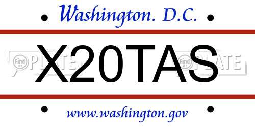X20TAS District Of Columbia License Plate