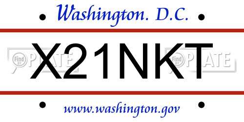 X21NKT District Of Columbia License Plate