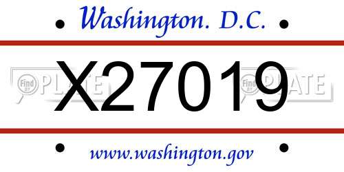 X27019 District Of Columbia License Plate
