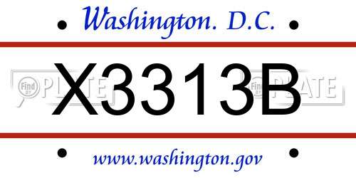 X3313B District Of Columbia License Plate