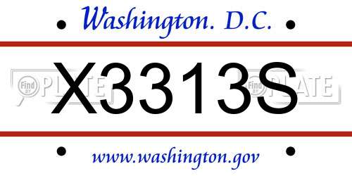 X3313S District Of Columbia License Plate