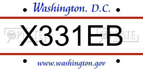 X331EB District Of Columbia License Plate