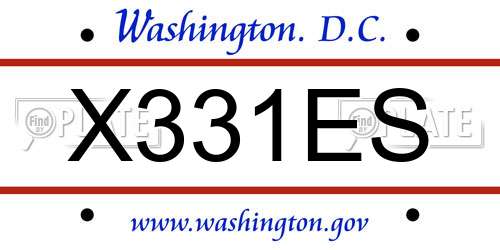 X331ES District Of Columbia License Plate