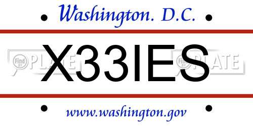 X33IES District Of Columbia License Plate