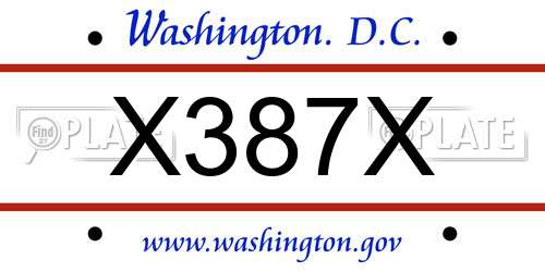 X387X District Of Columbia License Plate