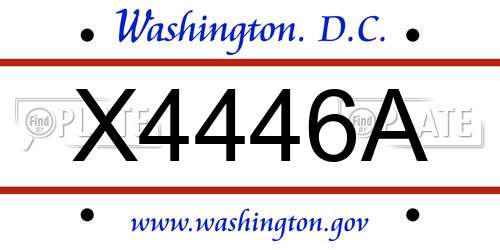 X4446A District Of Columbia License Plate