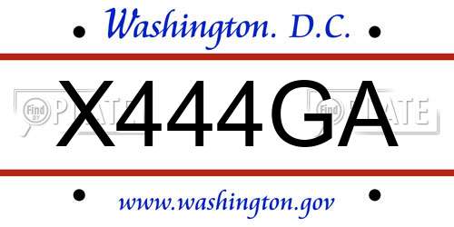 X444GA District Of Columbia License Plate