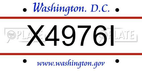 X4976I District Of Columbia License Plate