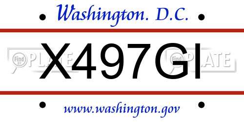 X497GI District Of Columbia License Plate