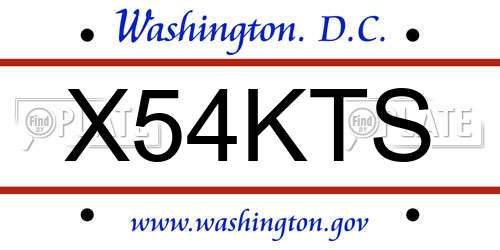 X54KTS District Of Columbia License Plate