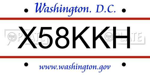 X58KKH District Of Columbia License Plate