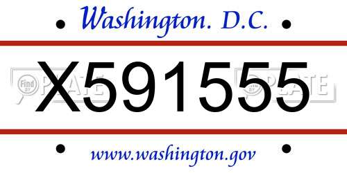X591555 District Of Columbia License Plate