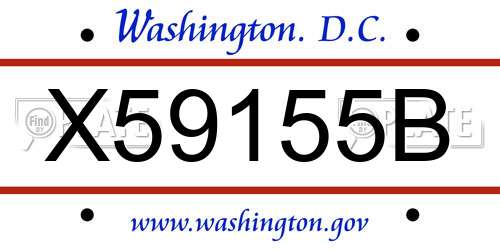 X59155B District Of Columbia License Plate