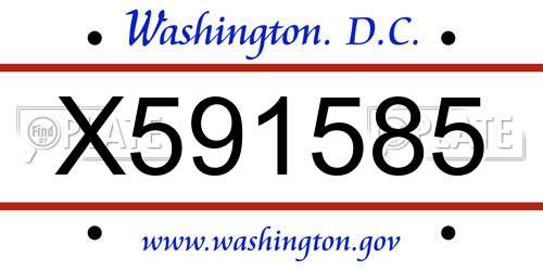 X591585 District Of Columbia License Plate