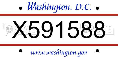 X591588 District Of Columbia License Plate
