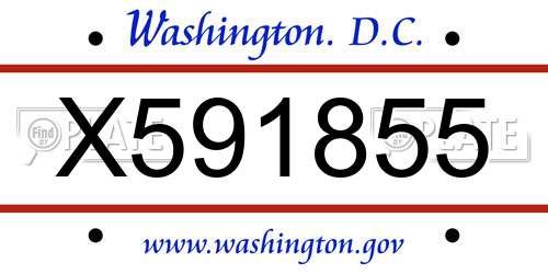 X591855 District Of Columbia License Plate