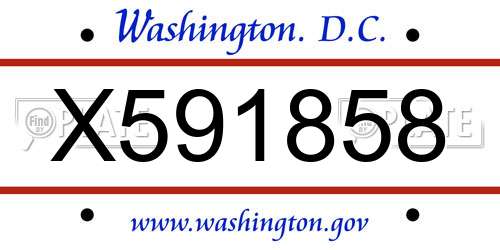 X591858 District Of Columbia License Plate