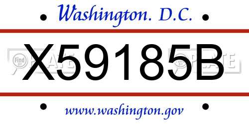 X59185B District Of Columbia License Plate